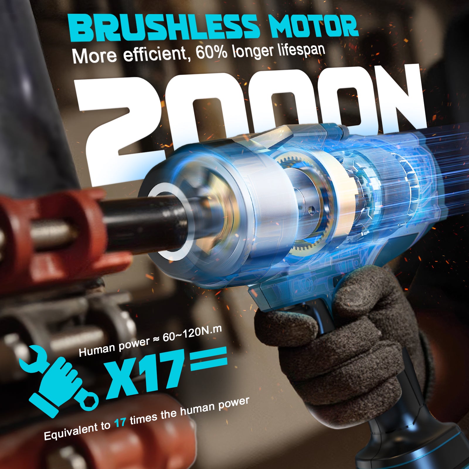 DIYTOOLIFZ Cordless Impact Wrench 1/2 inch for Makita 18v Battery, 1400Ft-lbs (2000N.m) Brushless Electric Impact Gun