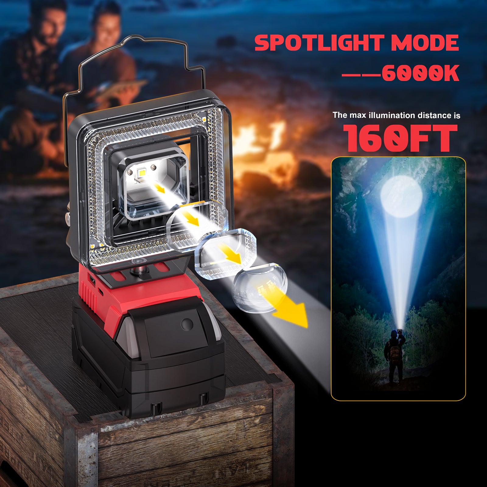 Cordless LED Work Light for Milwaukee M18 Battery, LIVOWALNY 60W 6000 Lumens LED Flood Light (No Battery)