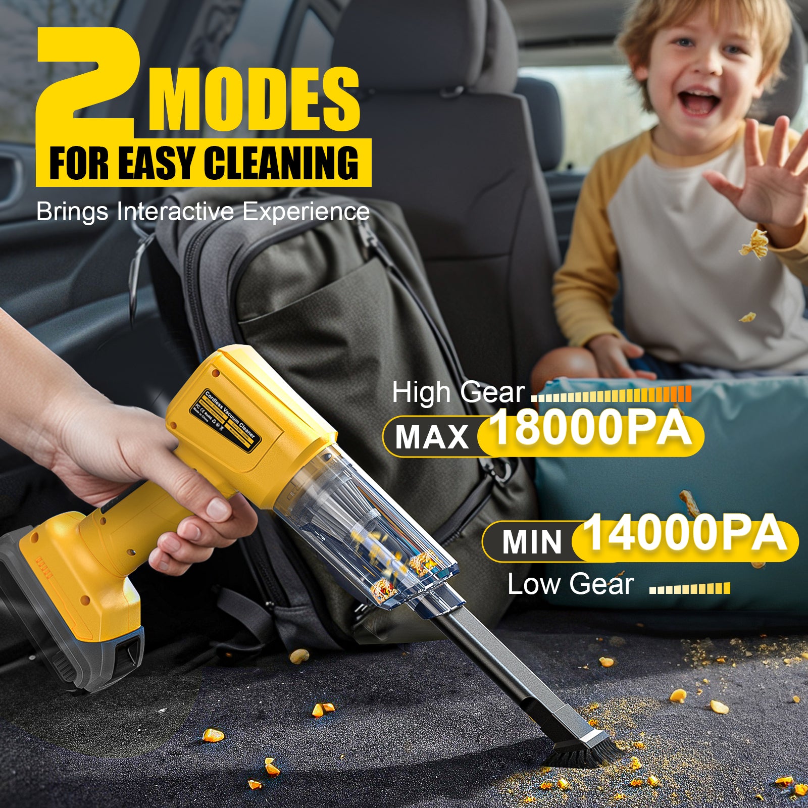 LIVOWALNY 150W/18Kpa Cordless Mini Handheld Vacuum Cleaner for DeWALT 20v Battery 4 in 1 Car Vacuum Cleaner