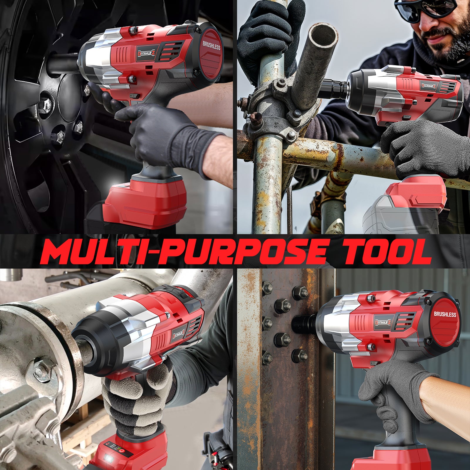 DIYTOOLIFZ Cordless Impact Wrench 1/2 inch for Milwaukee 18v Battery, 1400Ft-lbs (2000N.m) Brushless Electric Impact Gun