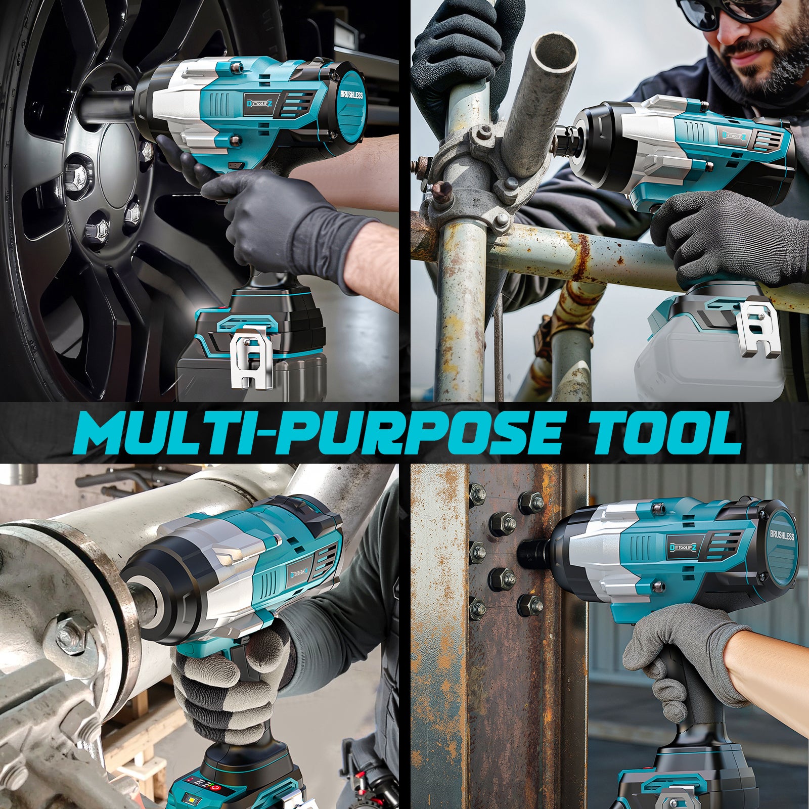 DIYTOOLIFZ Cordless Impact Wrench 1/2 inch for Makita 18v Battery, 1400Ft-lbs (2000N.m) Brushless Electric Impact Gun