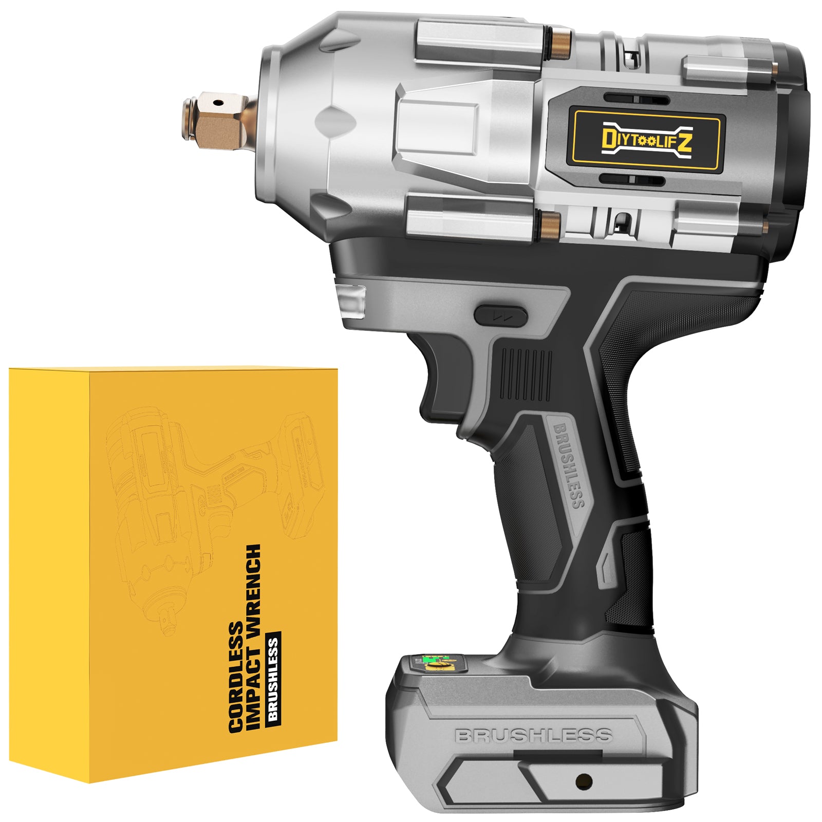 DIYTOOLIFZ Cordless Impact Wrench 1/2 inch for DeWalt 20v Battery, Impact Wrench 900Ft-lbs(1200N.m) High Torque Brushless Electric Impact Gun