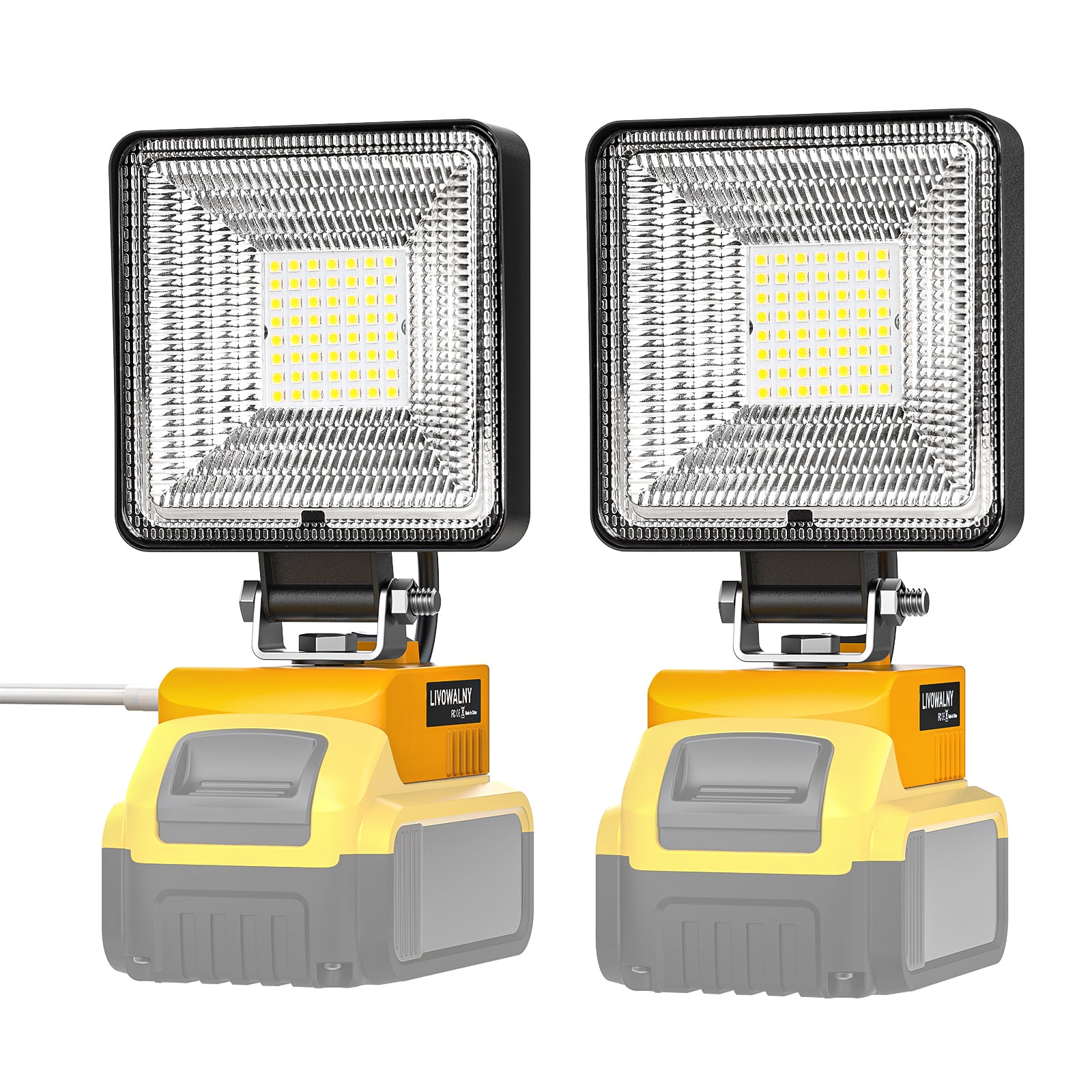 2 PCS Cordless LED Work Light for Dewalt 20V Max Battery, 60W 6000LM Battery Light (No Battery)