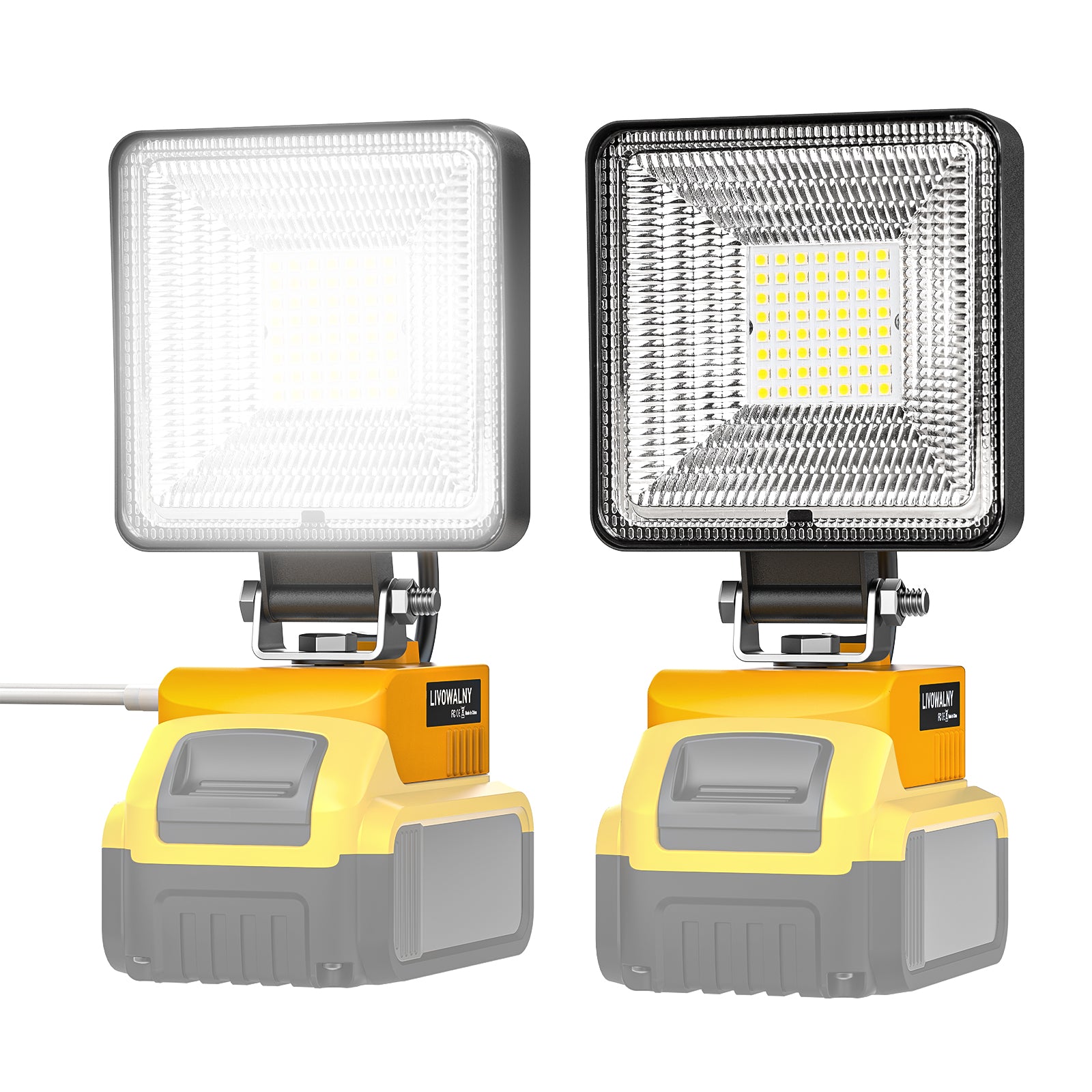 2 PCS Cordless LED Work Light for Dewalt 20V Max Battery, 60W 6000LM Battery Light (No Battery) - 0