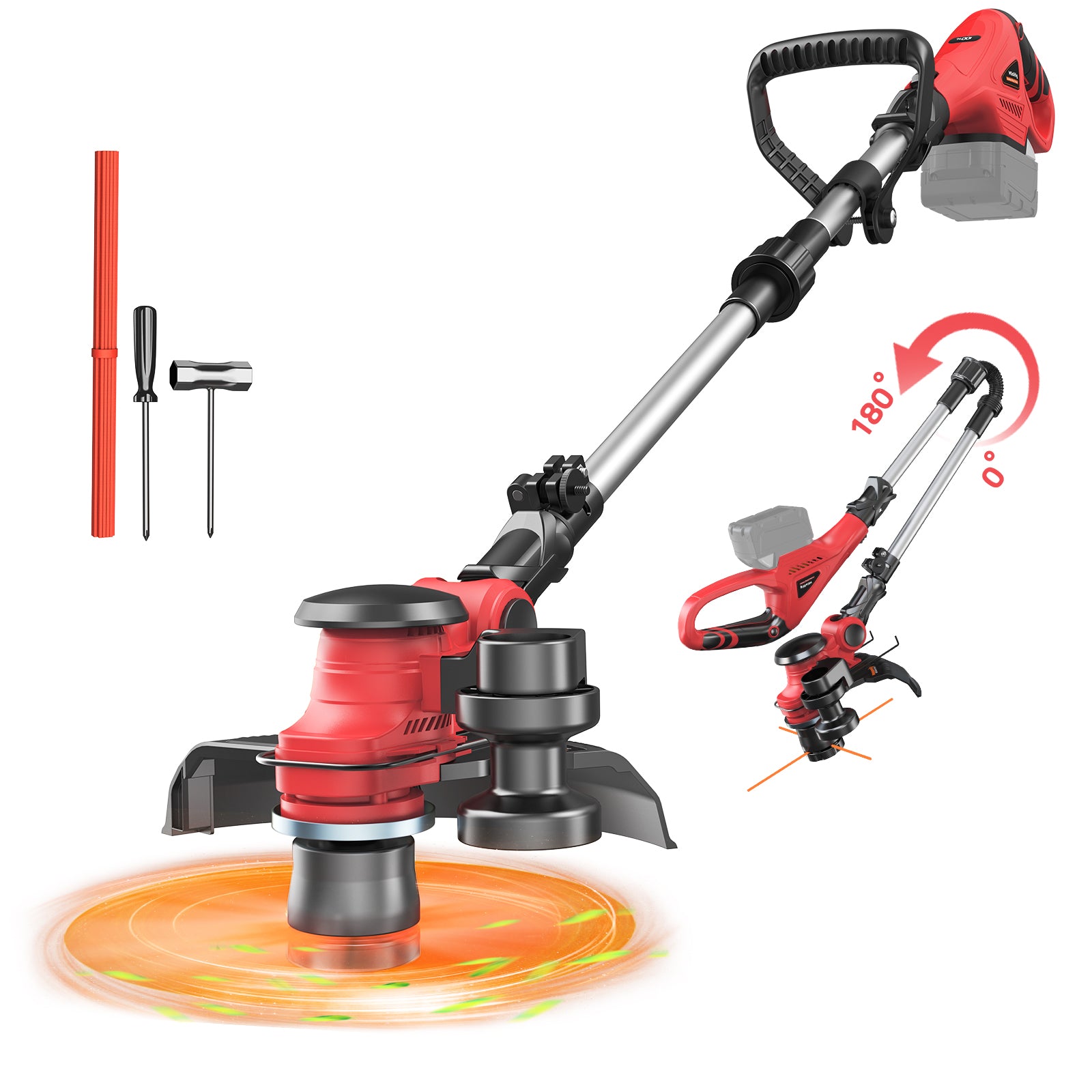 Cordless String Trimmer for Milwaukee 18V Battery, Folding 3 in1 Weed Eater