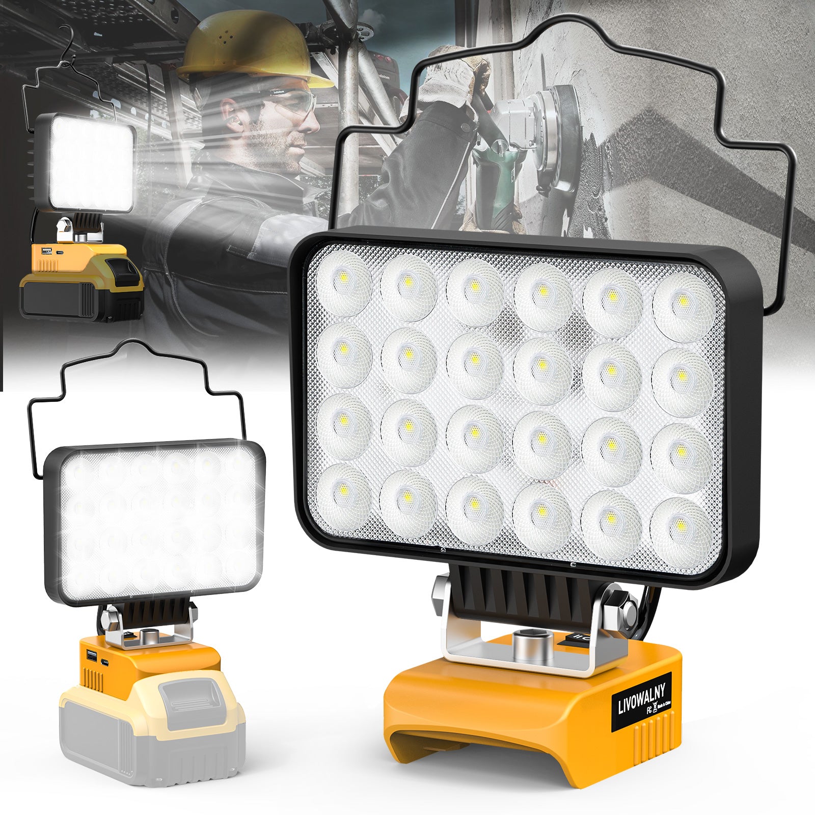 20V Work Light for Dewalt Battery: 78W 7800 Lumen Flashlight Battery Light Portable Light (No Battery)