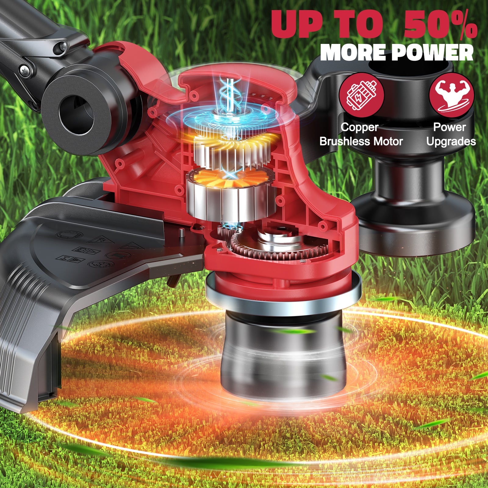 Cordless String Trimmer for Milwaukee 18V Battery, Folding 3 in1 Weed Eater - 0