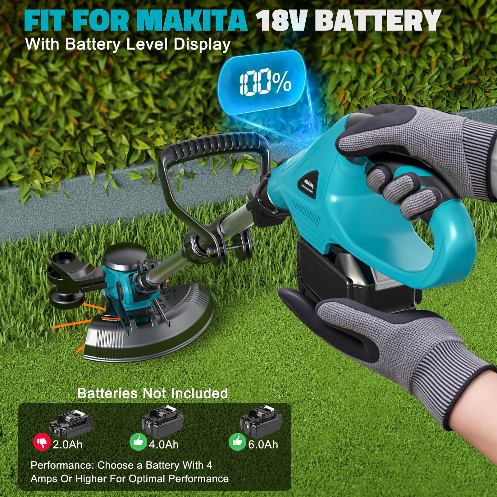 Cordless String Trimmer for Makita 18V Battery, Folding 3 in1 Weed Eater