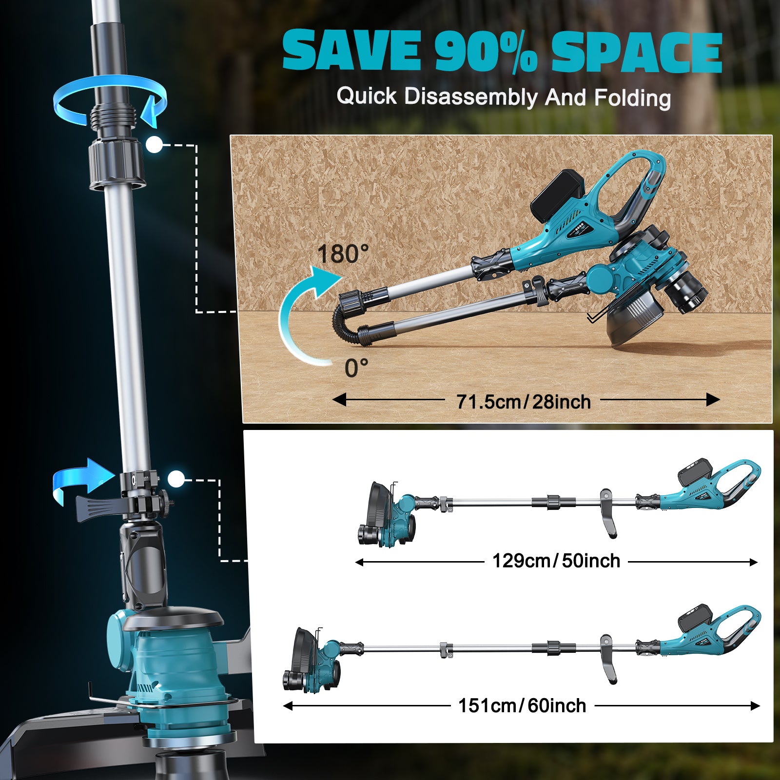 Cordless String Trimmer for Makita 18V Battery, Folding 3 in1 Weed Eater