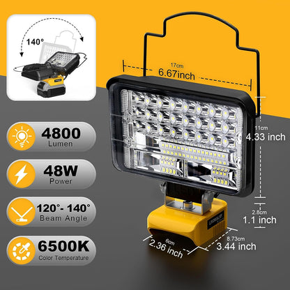 LED Work Light 48W 5" for Dewalt 20V Battery