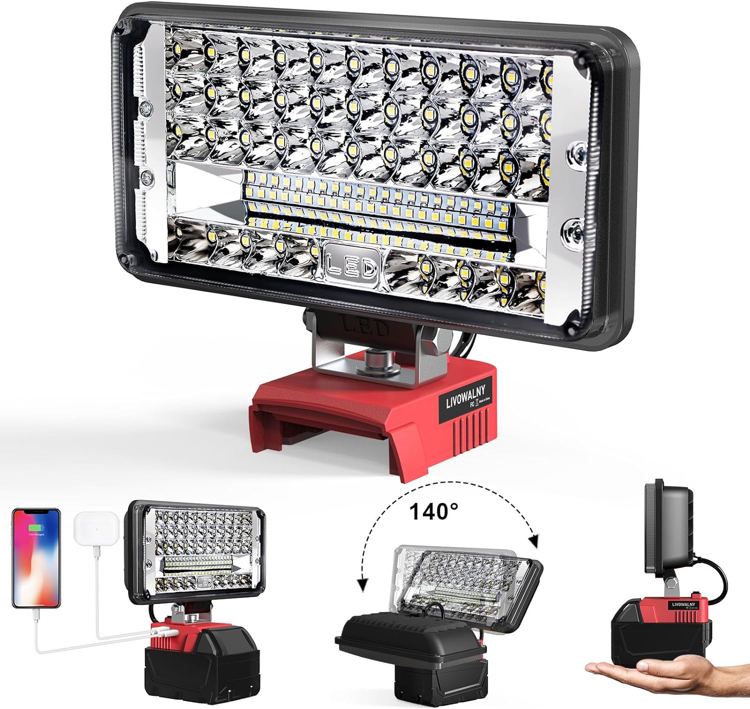 LED Work Light 68W for Milwaukee m18 Battery