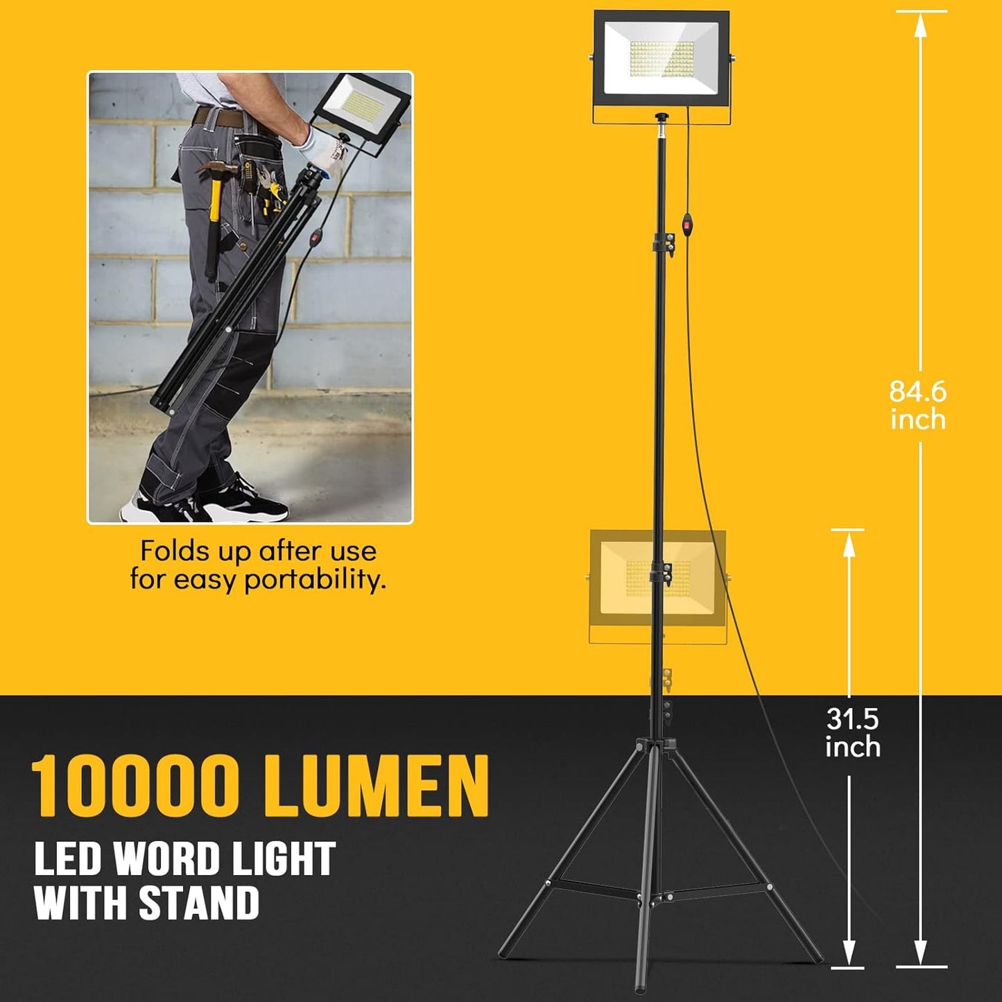 2 Set LED Work Light with Stand