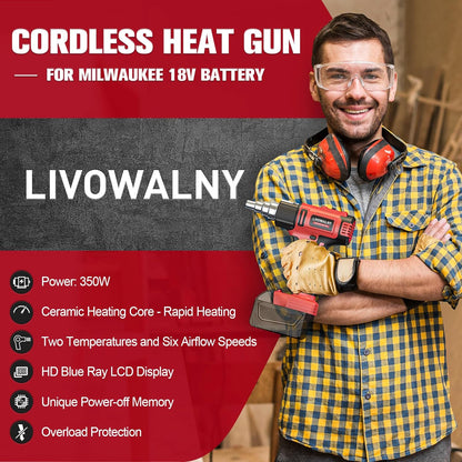 Cordless Heat Gun for Milwaukee m18 Battery (LCD Digital Variable Temperature)